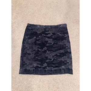 Gray Camo Denim Skirt